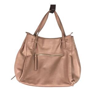 Urban Expressions Taupe Faux Leather Medium Zip Top Tote Purse Handbag Neutral